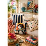 SasoHome Bonjour & Kedi Desenli Modern 4’lü Kırlent Seti Enerjik & Şık Salon Dekoru