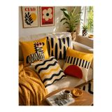 SasoHome Modern Geometrik & Zebra Desen Enerjik & Şık Salon Dekoru 4 lü Kırlent Kılıfı