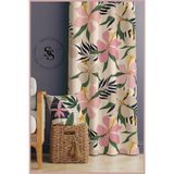 Sasohome Renkli Çiçek Karnavalı Pembe Çiçekler Kadife 140 X 270 Cm Kaliteli - Dijital Baskılı Fon Perde