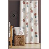 Sasohome Sade Modern Mavi Pembe Etnik Vazo Ve Çiçek Desenli 140 X 270 Cm Kaliteli Dijital Baskılı Fon Perde