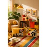 SasoHome Soyut Zebra ve Yaprak Desenli Enerjik & Şık Salon Dekoru 2 li Kırlent Kılıfı