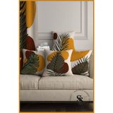 SasoHome Special Design Honey Color Palm Tasarımlı 4lü Dijital Baskılı Kırlent Kılıfı