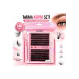 SassyCare 240’lı Takma Kirpik Seti – Yapıştırıcı, Sabitleyici, Cımbız ve Kirpik Fırçası Dahil Profesyonel Set