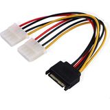 SATA 15-Pin Erkek - Çift 4-Pin Molex Dişi Güç Y Splitter Kablo Sata to Molex Çevirici