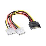 Sata 15 pin erkek power çift Molex 4 pin dişi power çevirici 30cm