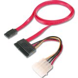 SATA Kablosu, SATA II/III, SATA 22 pin Dişi Konnektör - SATA 7 pin L Tip Dişi Konnektör + 4 pin Erke