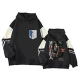 Satdflie Anime Attack on Titan Casual Hoodies Levi Ackerman Wings of Freedom kapüşonlu üniseks renk bloklu uzun kollu kazak, Renk/1, 3XL