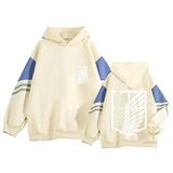 Satdflie Anime Attack on Titan Casual Hoodies Levi Ackerman Wings of Freedom kapüşonlu üniseks renk bloklu uzun kollu kazak, Renk/10, L
