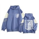 Satdflie Anime Attack on Titan Casual Hoodies Levi Ackerman Wings of Freedom kapüşonlu üniseks renk bloklu uzun kollu kazak, Renk/11, 3XL