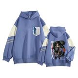 Satdflie Anime Attack on Titan Casual Hoodies Levi Ackerman Wings of Freedom kapüşonlu üniseks renk bloklu uzun kollu kazak, Renk/3, XL