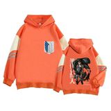 Satdflie Anime Attack on Titan Casual Hoodies Levi Ackerman Wings of Freedom kapüşonlu üniseks renk bloklu uzun kollu kazak, Renk/4, 4XL