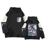 Satdflie Anime Attack on Titan Casual Hoodies Levi Ackerman Wings of Freedom kapüşonlu üniseks renk bloklu uzun kollu kazak, Renk/5, S