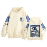 Satdflie Anime Attack on Titan Casual Hoodies Levi Ackerman Wings of Freedom kapüşonlu üniseks renk bloklu uzun kollu kazak, Renk/6, 4XL