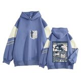 Satdflie Anime Attack on Titan Casual Hoodies Levi Ackerman Wings of Freedom kapüşonlu üniseks renk bloklu uzun kollu kazak, Renk/7, 4XL
