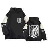 Satdflie Anime Attack on Titan Casual Hoodies Levi Ackerman Wings of Freedom kapüşonlu üniseks renk bloklu uzun kollu kazak, Renk/9, 3XL