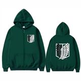 Satdflie AOT Rahat Açık Anime Fermuar Hoodie Moda Popüler Uzun Kollu Unisex Ceket Japon Harajuku Y2k Streetwear, yeşil, S