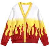 Satdflie Demon Slayer hırka, erkekler ve kadınlar için, kostümlü oyun, baskılı, uzun kollu, V yakalı, düğmeli, örgü kazak, Sarı/1, 3XL