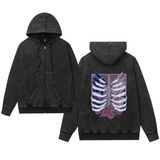 Satdflie Titan Anime Ceket Erkekler Kadınlar için Saldırı Yıkanmış Baskı Fermuar Hoodie Boy Trendy Harajuku Y2k Streetwear, Siyah/2, XL