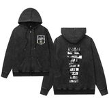 Satdflie Titan Anime Ceket Erkekler Kadınlar için Saldırı Yıkanmış Baskı Fermuar Hoodie Boy Trendy Harajuku Y2k Streetwear, Siyah/8, 3XL