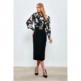 Sateen 1253-4505 Siyah Kadın Toka Detaylı Kalem Etek - 38