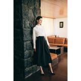 Sateen 20KET715K101 Siyah Pileli Midi Etek