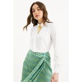 Sateen 881-2013 Ekru Kadın Zincir Detaylı Gömlek - 36