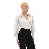 Sateen Aksesuar Detaylı Bodysuit Bluz, 38, STN139KBL1354, Bej, Kadın