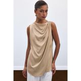Sateen Aksesuar Detaylı Kolsuz Bluz, 36, STN139KBL1967, Bej, Kadın