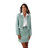 Sateen Aksesuar Detaylı Tüvit Ceket Mint, 36, STN139KCE1544, Mint, Kadın