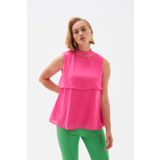 Sateen Aksesuar Detaylı Volanlı Bluz - Fuşya