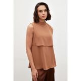 Sateen Aksesuar Detaylı Volanlı Bluz - KAHVE