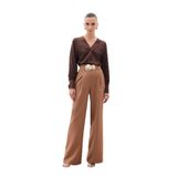 Sateen Aksesuarlı Pantolon, 36, STN139KPA1891, Camel, Kadın