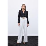 Sateen Aksesuarlı Pantolon, 40, STN139KPA1891, Ekru, Kadın