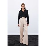 Sateen Aksesuarlı Pantolon - Bej