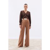 Sateen Aksesuarlı Pantolon - Camel