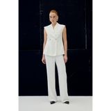 Sateen Anna Çizgili Pantolon - Ekru