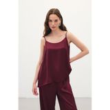 Sateen Askılı Saten Bluz - Bordo