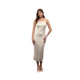 Sateen Askılı Uzun Payet Elbise, 40, STN139KEL1685, Bej, Kadın