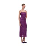 Sateen Askılı Uzun Payet Elbise, 42, STN139KEL1685, Mürdüm, Kadın