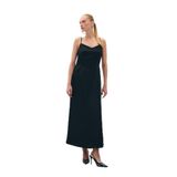 Sateen Askılı Uzun Saten Elbise, 38, STN139KEL1852, Siyah, Kadın