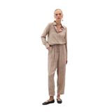 Sateen Batık Desenli Pantolon, 36, STN139KPA1825, Bej, Kadın