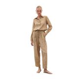 Sateen Batık Desenli Pantolon, 38, STN139KPA1825, Camel, Kadın