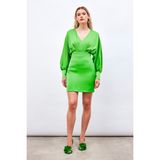 Sateen Bel Detaylı Mini Saten Etek - Açık Yeşil - 38