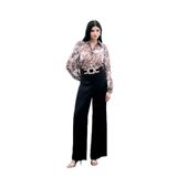 Sateen Bel Kemerli Saten Krep Pantolon, 42, STN139KPA1570, Siyah, Kadın
