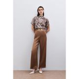 Sateen Bel Kemerli Saten Krep Pantolon Camel, 36, STN139KPA1570, Kahverengi, Kadın