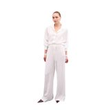 Sateen Bel Lastikli Pantolon, 36, STN139KPA1811, Ekru, Kadın