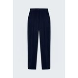 Sateen Beli Lastikli Klasik Pantolon - Lacivert - 36