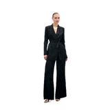 Sateen Bol Paça Desenli Pantolon, 36, STN139KPA1699, Siyah, Kadın