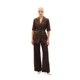 Sateen Bol Paça Keten Pantolon, 36, STN139KPA1863, Kahve, Kadın