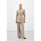 Sateen Bol Paça Keten Pantolon -, 38, STN139KPA1863, Vizon, Kadın